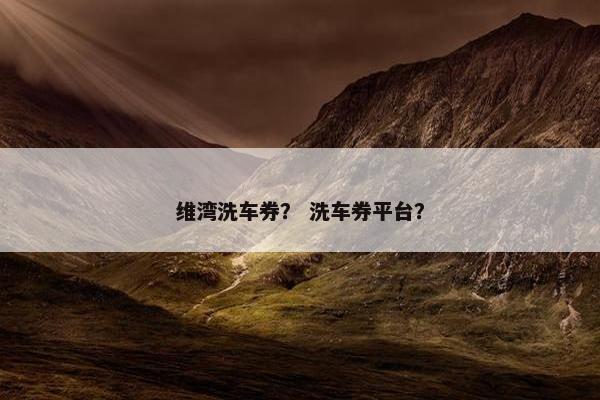 维湾洗车券？ 洗车券平台？