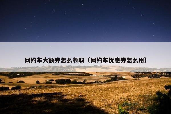 网约车大额券怎么领取（网约车优惠券怎么用）