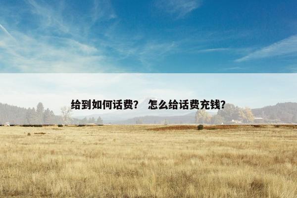 给到如何话费？ 怎么给话费充钱？