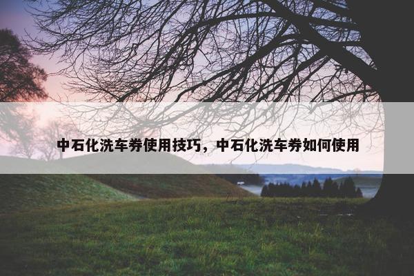 中石化洗车券使用技巧，中石化洗车券如何使用