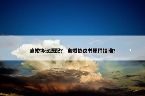 离婚协议原配？ 离婚协议书原件给谁？